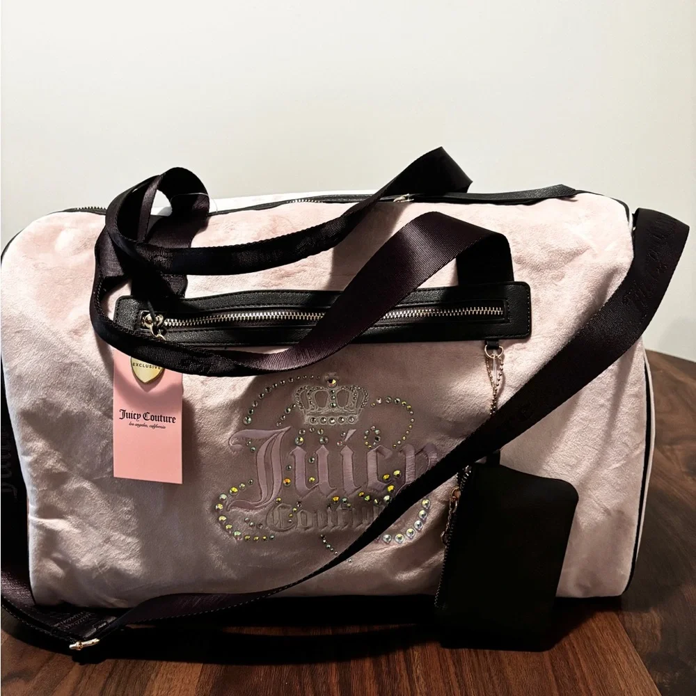 JUICY COUTURE DREAMY JUICY WEEKENDER TRAVEL DUFFLE BAG + COIN ZIP DUSTY BLUSH - Picture 5 of 5